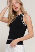 Contrast Stripe Halter Neck Spring Sweater